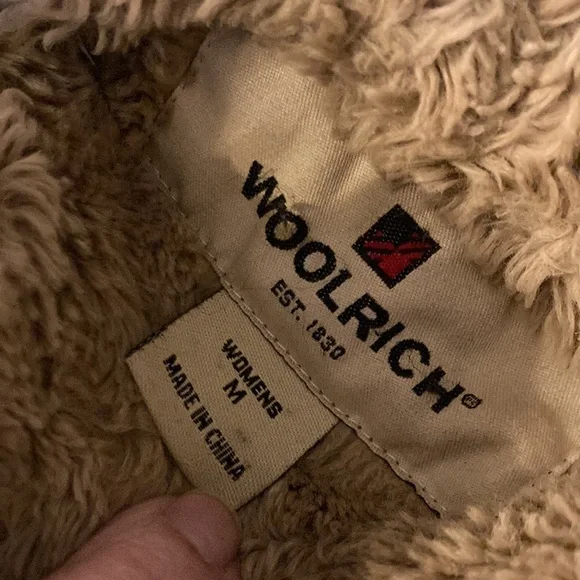 Woolrich Tweed Brown/Tan Utility Coat Barn Jacket Faux Fur lined 6 pockets sz M - Picture 12 of 15